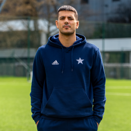 Bluza bawełniana z kapturem ADIDAS GWIAZDA granatowa