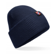 Czapka prążkowana granatowa z kolorową metką - 2