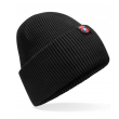 Czapka prążkowana czarna z kolorową metką - 2