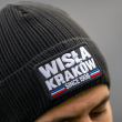 Czapka prążkowana czarna z naszywką 